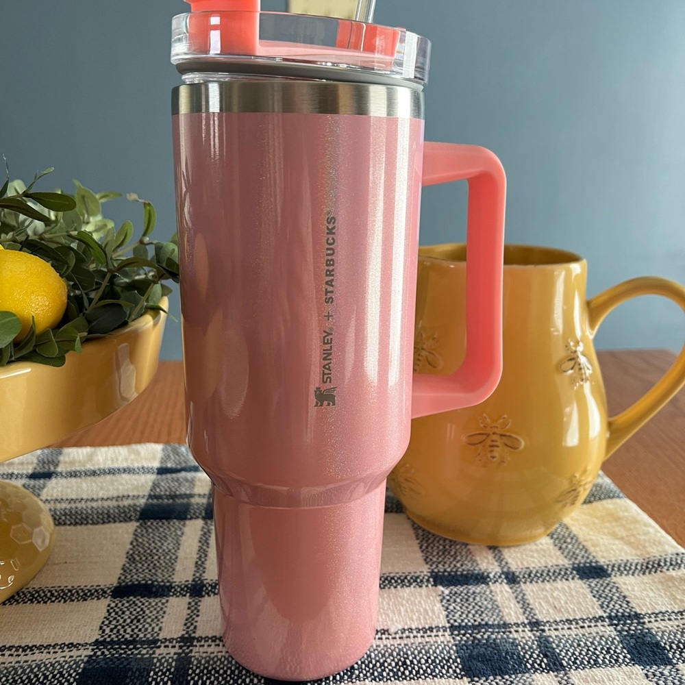 Stanley Starbucks Pink Glittery Tumbler